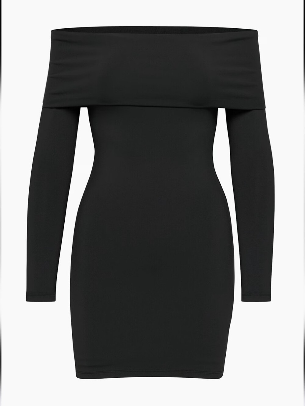 Aritzia Contour Castoro Off Shoulder Body Con Dress Black Size L NWT